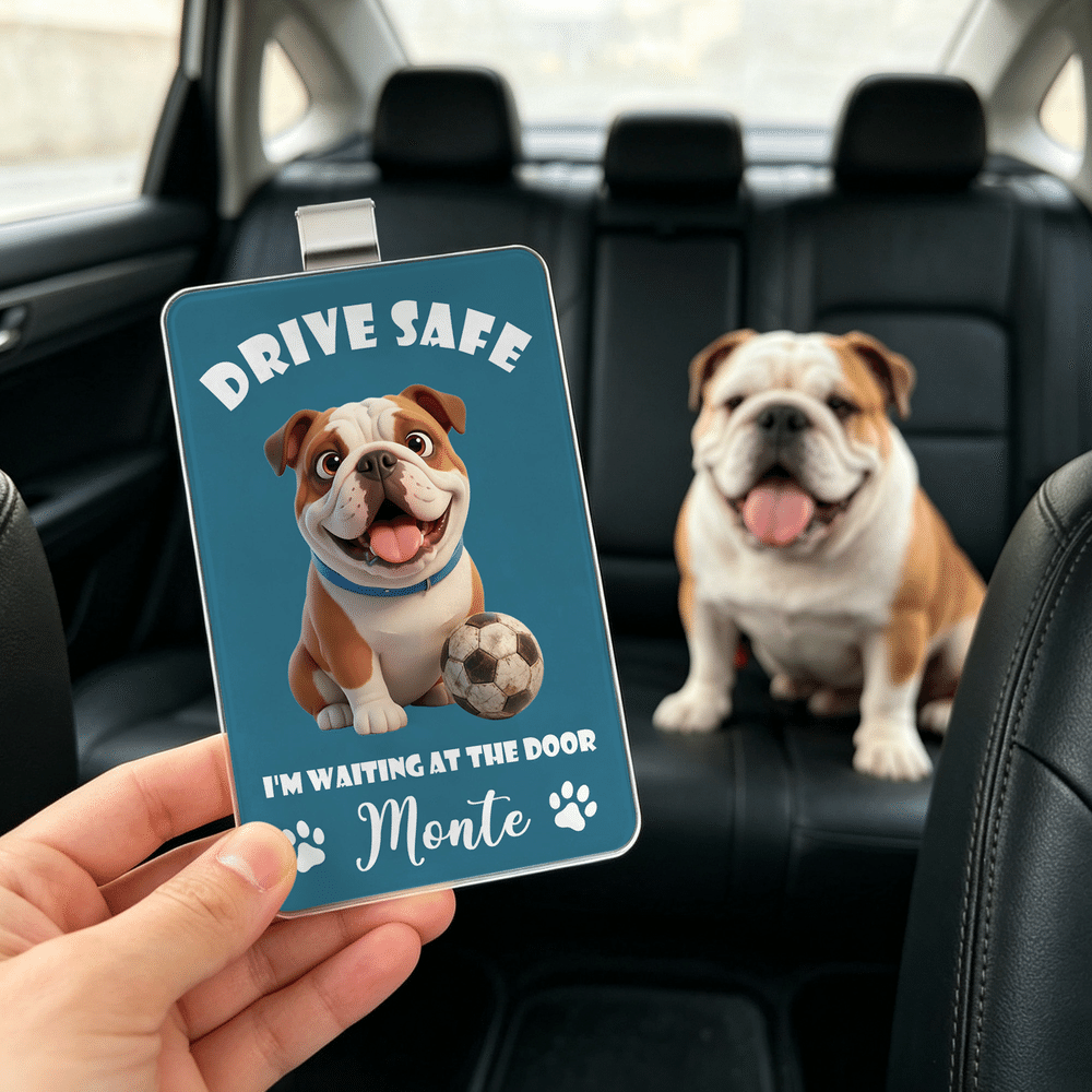 Personalized Multicolour Cartoon Pet Photo Car Visor Clip with Name and Text Car Accessory Pet Loss Memorial Gift for Pet Owner Lover 2