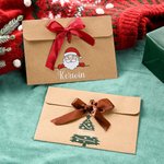 Personalised Snowman Santa Claus Christmas Tree 2 Pcs Money Envelope with Ribbon and Name Christmas Gift for Kids Friends