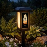 Personalized Cute Pet-in-Ghost Hug Solar Garden Light with Name and Photo Courtyard Decor Halloween Gift for Family Friend Pet Owner