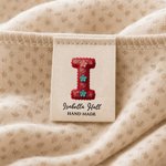 Initiales personnalisées et colorées, 100 % coton, lot de 50 étiquettes à coudre avec nom et texte, pour vêtements, article fait main, cadeau d'anniversaire pour les amateurs de loisirs créatifs