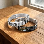 Personalised Sentimental Photo Adjustable Bracelet with Engraved Text Loss Memorial Sympathy Anniversary Gift for Family Friend