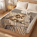 Personalised Oil Painting Style Pet Photo Soft Throw Blanket with Name Home Decor Birthday Gift for Pet Owner Lover