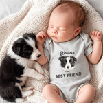 Personalized Watercolor Pet Photo 100% Cotton Baby Bodysuit with Name and Text Baby Shower Newborn Gift for Pet Lovers New Parents