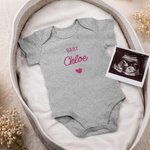Personalized Multicolor Embroidered Heart Pattern 100% Cotton Baby Bodysuit with Name Birthday Baby Shower Gift for Newborns Parents