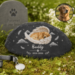 Personalised Angel Wings Pet Photo Garden Stone with Name and Year Memorial Sympathy Gift for Pet Owner Lover