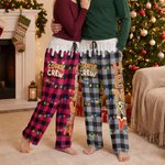 Gepersonaliseerde, kleurrijke kerstverlichting in ruitjespatroon – Pyjamabroek met peperkoekmannetje en naam – Kerstcadeau voor het hele gezin: voor kinderen, vrouwen en mannen