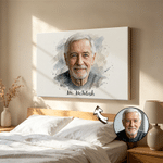 Lienzos fotográficos personalizados con retratos al estilo acuarela e inscripción Regalo de inauguración de casa o de cumpleaños para familiares