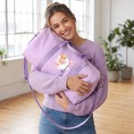Personalised Ballet Bear Birth Flower Seersucker Duffle Bag with Name Travel Essential Birthday Gift for Ballerina Girl