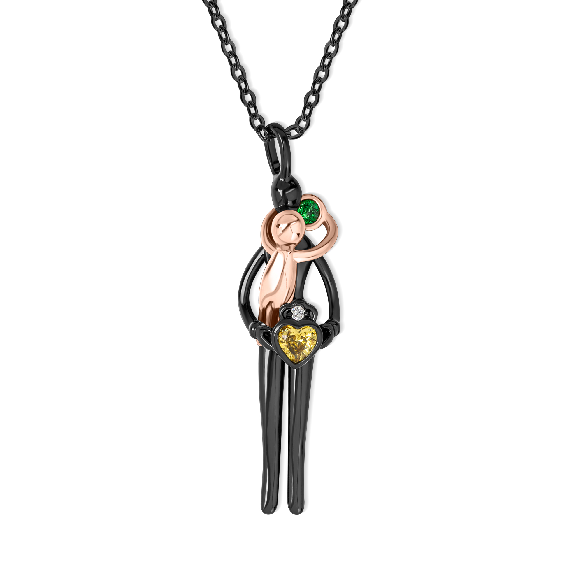 Black Gold and Rose Gold pendant necklace