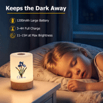 Personalised Stained Glass Style Birth Flower Dimmable Color-Changing Night Light with Name Bedroom Decor Birthday Gift for Mum Family