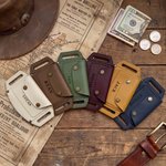 Personalized Vintage PU Leather Belt Wallet Card Holder with Engraved Name Father's Day Birthday Gift for Men Husband Dad