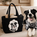Personalized Watercolor Pet Photo Large Capacity Corduroy Tote Bag with Name Daily Use Travel Birthday Gift for Pet Owner Lover