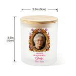 Personalised Sugar Skull Marigold Photo Memorial Candle Holder with Name Year and LED Candle Day of the Dead Gift for Loss of Loved Ones