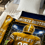 Personalized Football Player Back View Soft Throw Blanket with Name and Number Home Decor Game Day Birthday Gift for Football Player Lover