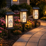 Personalised Rainbow Bridge Pet Photo Solar Garden Light with Name Text and Date Garden Decor Memorial Sympathy Gift for Pet Owner