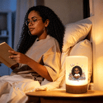 Personalised Retro Q-Version Character Dimmable Touch Control Night Light with Name and Photo Bedroom Decor Birthday Gift for Book Lovers