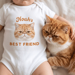 Personalized Watercolor Pet Photo 100% Cotton Baby Bodysuit with Name and Text Baby Shower Newborn Gift for Pet Lovers New Parents