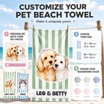 Telo da mare oversize personalizzato con foto del proprio animale domestico, a righe, morbido e ad asciugatura rapida, con nome: indispensabile per le vacanze estive e le feste in spiaggia, regalo di 