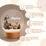 Personalised 3D-Style Artwork Woodland Animal LED Night Light with Name and Seven-Color Light Christmas Gift for Kids New Parents