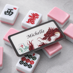 Personalised Multicolour Dragon Mahjong Design Magnetic Name Tag with Name Mahjong Night Group Club Gift for Mahjong Lovers Players