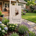 Personalized Flower Initial Garden Flag with Family Surname and Year Yard Porch Outdoor Decoration Housewarming Holiday Gift for Family Friends