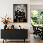 Personalised Gothic Style Cartoon Photo Character Canvas Prints with Text Home Decor Halloween Anniversary Gift for Couple Pet Lover