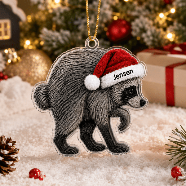Personalised Jimothy Raccoon Shaped Acrylic Ornament with Name Home Decor Christmas Gift for Family Friends