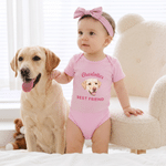 Personalized Watercolor Pet Photo 100% Cotton Baby Bodysuit with Name and Text Baby Shower Newborn Gift for Pet Lovers New Parents