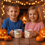 Personalised Halloween Cute Cartoon Bear 12 oz Enamel Mug with Name and Trick or Treat Halloween Party Gift for Kids Boys Girls