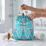 Personalized Coquette Bow Floral Microfiber Drawstring Bag with Name Travel Beach Use Birthday Summer Vacation Gift for Kids Family