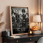Personalised Gothic Style Cartoon Photo Character Canvas Prints with Text Home Decor Halloween Anniversary Gift for Couple Pet Lover