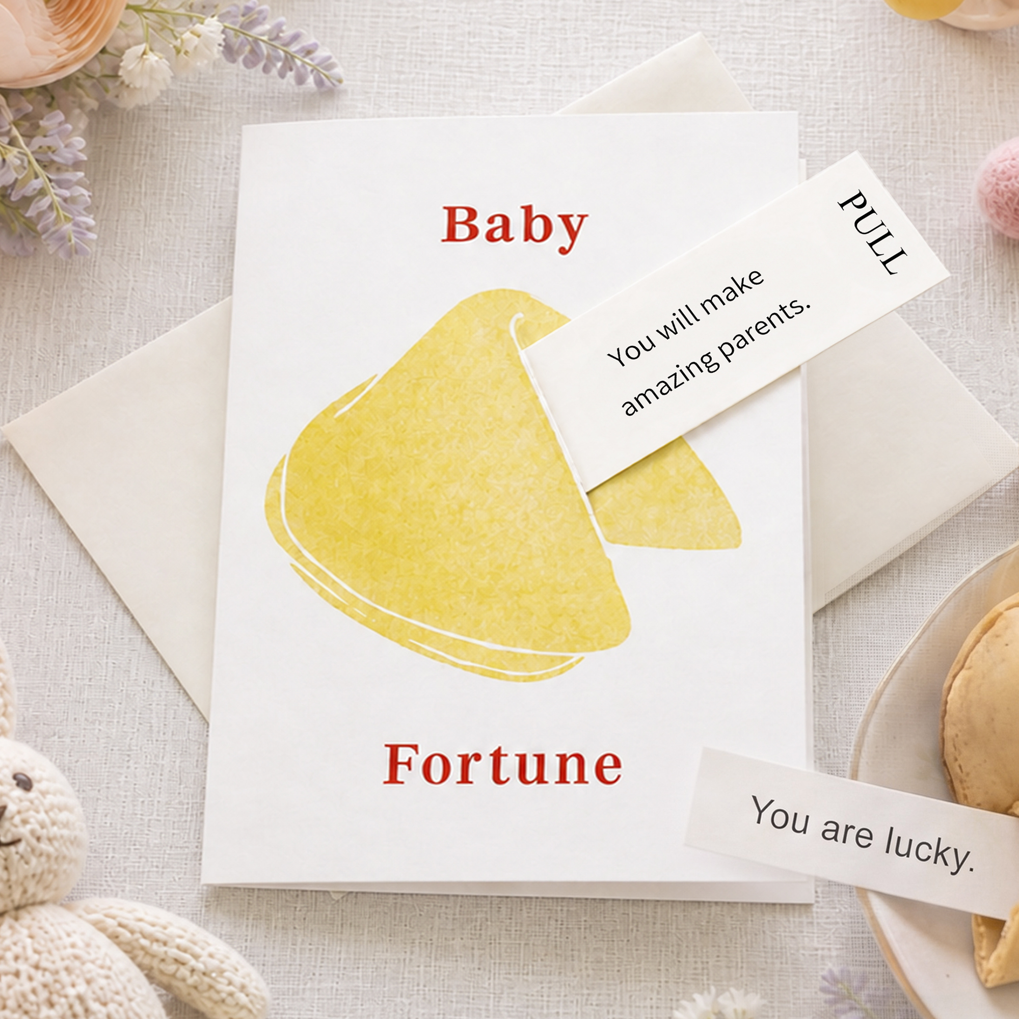 Individuell gestaltete, interaktive, zusammenklappbare Glückwunschkarte im Fortune-Cookie-Stil mit Text – Geschenk für Weihnachtsfeiern, Hochzeiten, Babypartys, Kinder, Freunde und Familie