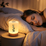 Personalised Stained Glass Style Birth Flower Dimmable Color-Changing Night Light with Name Bedroom Decor Birthday Gift for Mum Family