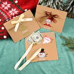 Personalised Snowman Santa Claus Christmas Tree 2 Pcs Money Envelope with Ribbon and Name Christmas Gift for Kids Friends