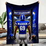 Personalized Football Player Back View Soft Throw Blanket with Name and Number Home Decor Game Day Birthday Gift for Football Player Lover
