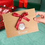 Personalised Snowman Santa Claus Christmas Tree 2 Pcs Money Envelope with Ribbon and Name Christmas Gift for Kids Friends