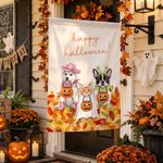 Personalized Happy Halloween Cartoon Pet Garden Flag with Photo Garden Decor Halloween Party Gift for Pet Lovers Pet Owners