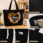 Personalised Cute Highland Cow Large Capacity Corduroy Tote Bag with 1-8 Names and Title Birthday Anniversary Gift for Mother Gran