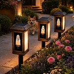 Personalized Cute Pet-in-Ghost Hug Solar Garden Light with Name and Photo Courtyard Decor Halloween Gift for Family Friend Pet Owner
