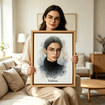Lienzos fotográficos personalizados con retratos al estilo acuarela e inscripción Regalo de inauguración de casa o de cumpleaños para familiares