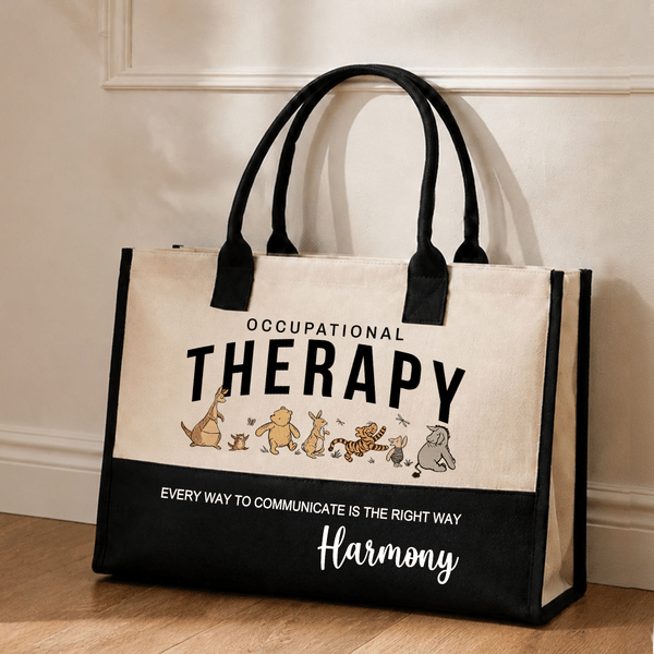 Personalized Classic Winnie the Pooh Occupational Therapy Large Capacity Tote Bag with Name Daily Use Birthday Gift for Her