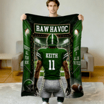 Personalized Football Player Back View Soft Throw Blanket with Name and Number Home Decor Game Day Birthday Gift for Football Player Lover