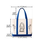 Personalized Multicolor Birth Flower Portrait Photo Canvas Tote Bag with Name  Daily Use Birthday Gift for Women Family