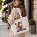 Borsa tote classica in velluto a coste con disegno personalizzato di fata e pietra natale, con nome; ideale per l'uso quotidiano e come regalo di compleanno per le amiche