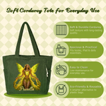 Borsa tote classica in velluto a coste con disegno personalizzato di fata e pietra natale, con nome; ideale per l'uso quotidiano e come regalo di compleanno per le amiche