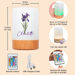 Luz nocturna personalizada con flor del mes de nacimiento, intensidad regulable, colores ajustables, control táctil, con nombre y mando a distancia; decoración para el dormitorio; regalo de cumpleaños