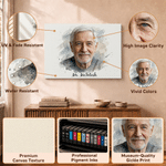 Lienzos fotográficos personalizados con retratos al estilo acuarela e inscripción Regalo de inauguración de casa o de cumpleaños para familiares