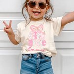 T-shirt, sweat-shirt ou sweat à capuche rose pailleté personnalisé avec nœud pour enfant, avec prénom : cadeau d'anniversaire ou pour la rentrée scolaire, pour filles