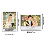 Iman de cerámica para la nevera con retrato personalizado de un personaje de dibujos animados a juego con la temática de la boda, con texto; regalo de aniversario de boda para los novios