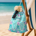 Personalized Coquette Bow Floral Microfiber Drawstring Bag with Name Travel Beach Use Birthday Summer Vacation Gift for Kids Family